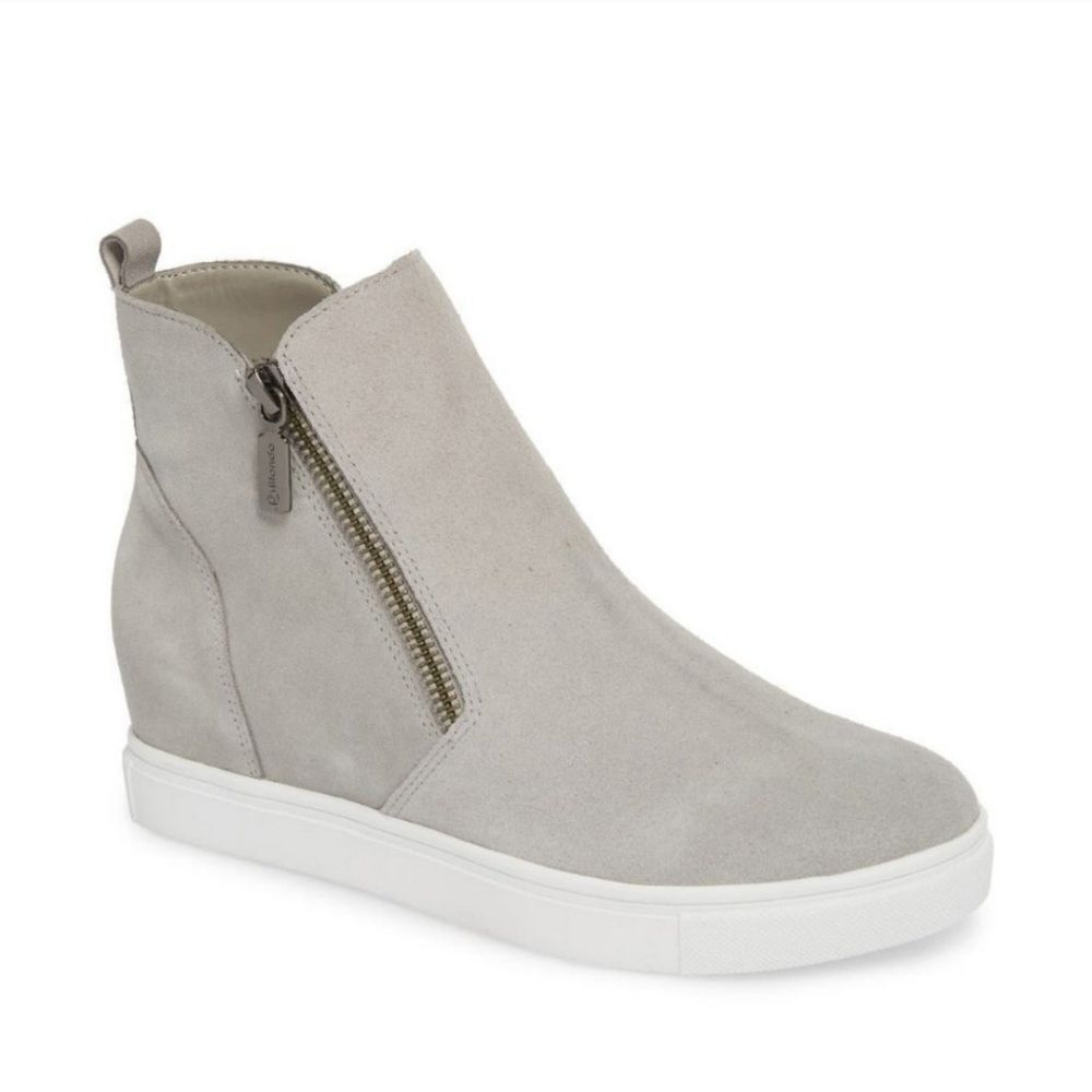 Blondo Giselle Waterproof Gray Suede‎ Leather High Top Side Zip Sneakers 7.5